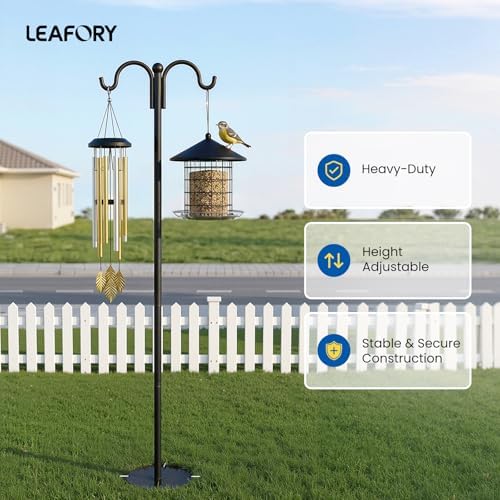 74 Inch Double Shepherd Hooks Stand with Base for Outdoor Bird Feeder Pole