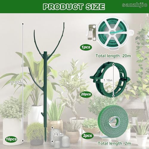 10 Pack Stackable Plant Support Stakes Indoor/Outdoor Support Pole