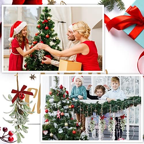 Meanplan 4 Pcs Christmas Mistletoe Hanging Decorations, Plaid