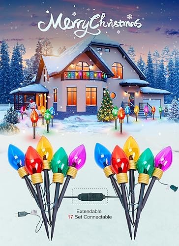 Jumbo C9 Christmas Pathway Lights Outdoor - 8.5 Feet 5 LED C9 Walkway Light