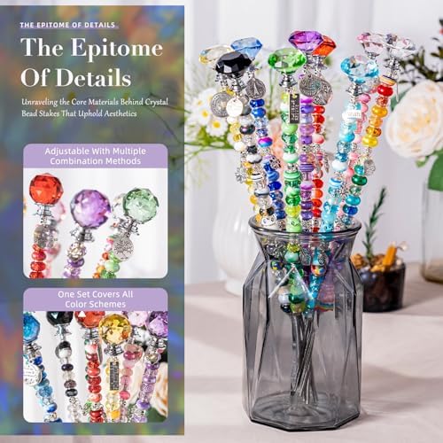513Pcs DIY Beaded Garden Stakes, Fairy Wand Kit with 18 Threaded Rod