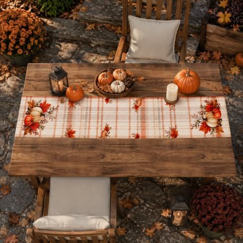 Thanksgiving Decorations - Pumpkin Maple Leaf Table Runner | Fall Decor