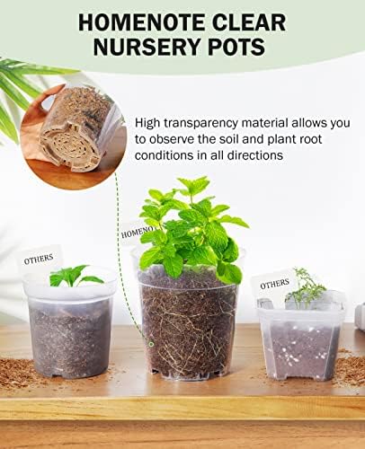 homenote 5 Inch Clear Nursery Pots with Drainage Holes for Plants (30 Pcs)