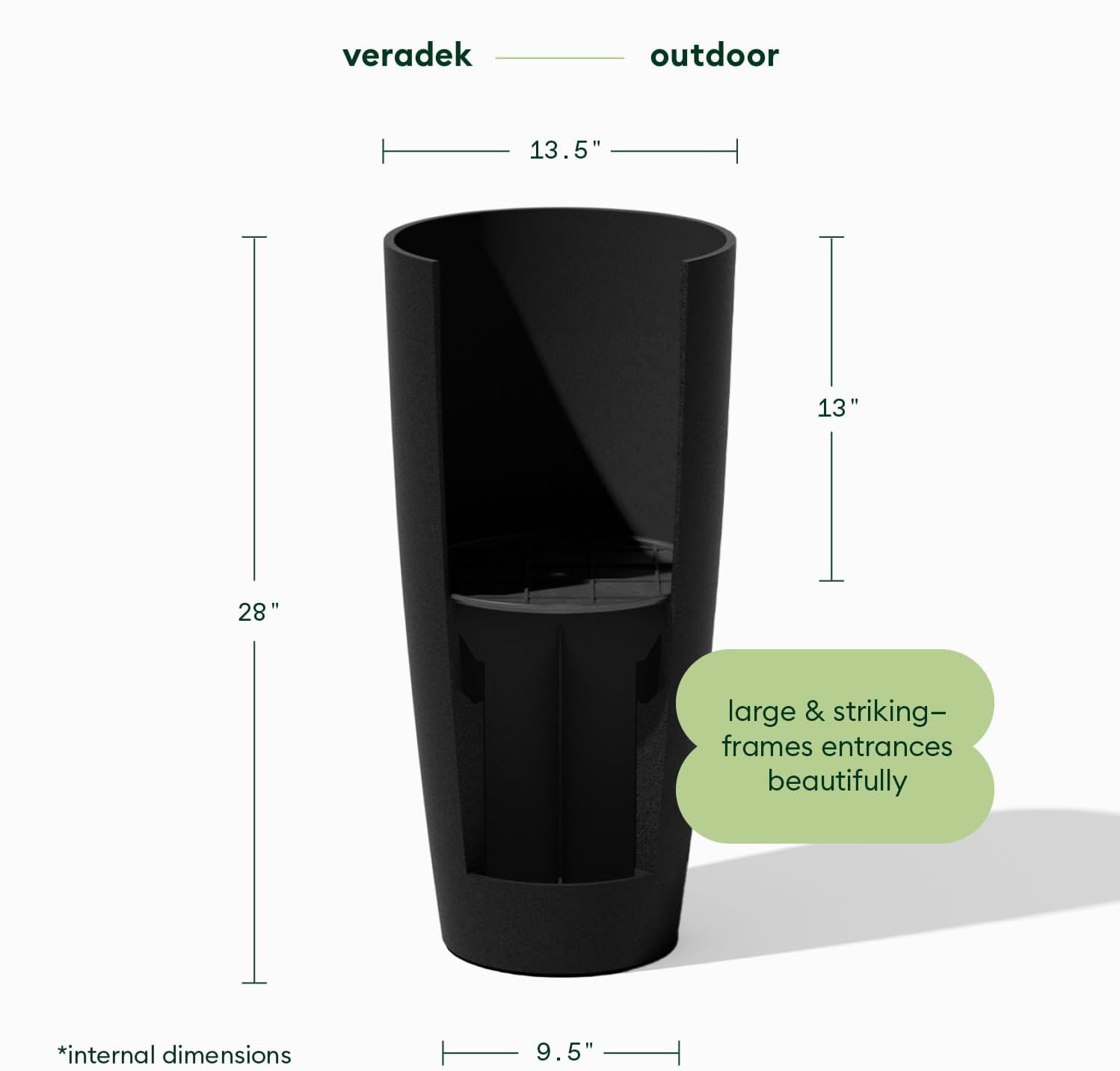 Veradek Mason Series Vega Planter - Tall Round Outdoor Planter with Shelf | Made From a Durable Plastic-Stone Composite