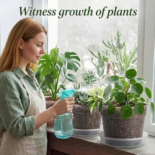 4 Sets 8 Inch Large Clear Nursery Pots with Drainage Holes.