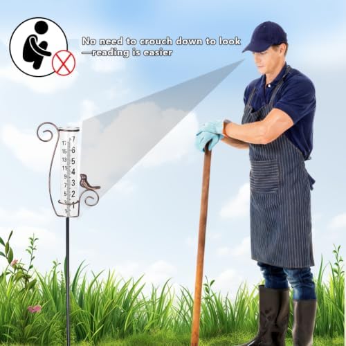 Rain Gauge Outdoor with Glass Tube for Measuring Precipitation