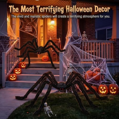 2PCS 78" Giant Spider ,Scary Large Spider Props Halloween Decorations