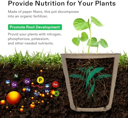 VIVOSUN 3.15“ Peat Pots, 60 Packs Seed Starting Pots with Drainage Holes