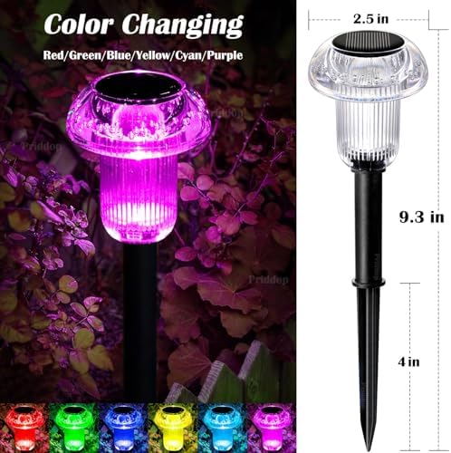 Priddop Solar Christmas Lights Outdoor Waterproof 16 Pack Color Changing