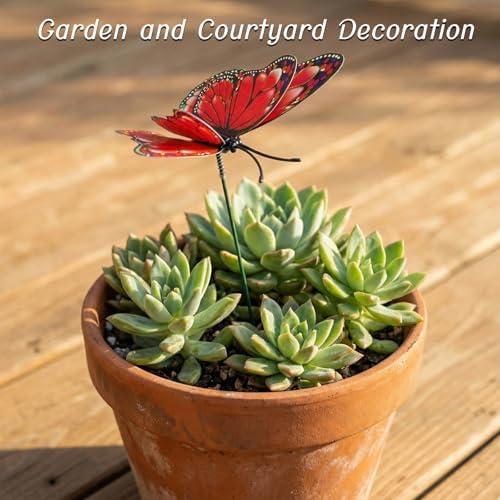30PCS Red Butterfly Decor Artificial Butterflies for Outdoor Garden Decor