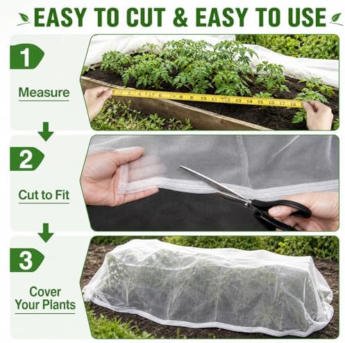 RAINFLOW Garden Netting 10 x 5 FT - 60 Mesh Plant Cover for Raised Beds