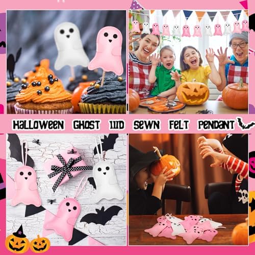 Smoothnovelty 12 Pink Halloween Felt Ornaments 3D Ghost Hanging Tree Decor