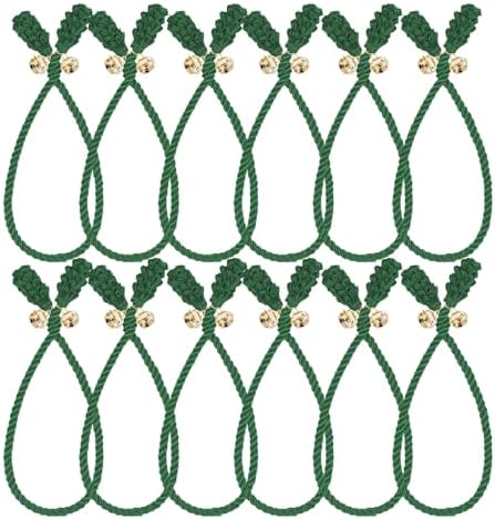 12PCS Christmas Wreaths Ties with Bell, Garland Banister Ties, Flexible Reusable Wreath Twist Tie Tie for Stairs Rail Decoration,Christmas Socks Fixing,Banner Home Decoration (Green)