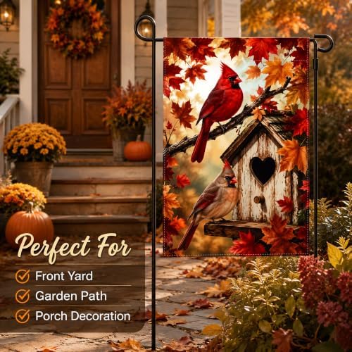 Fall Decor - Cardinal Bird Fall Garden Flag | Thanksgiving Decorations