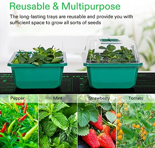 VIVOSUN 10"x20.75" Seedling Heat Mat and Digital Thermostat Combo, 6-Pack Seed Starter Trays, 72-Cell Seed Starter Kit