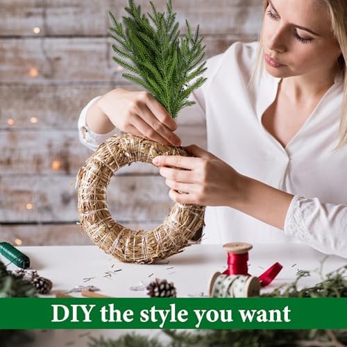 PURPLE STAR 1N 15 Pcs Christmas Norfolk Pine Branches, 19" Extra Length Fake Greenery Norfolk Pine Stems Sprigs, Artificial Xmas Branches Plants Pines Needles for DIY Craft Garland Home Garden Decor