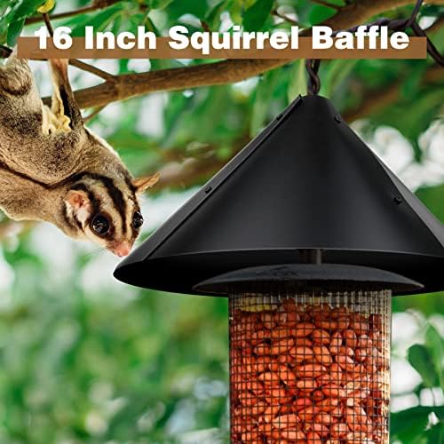 Tanlade 2 Pack Squirrel Baffle Guard Black Plastic Wide Wrap Around Guard Stopper Keep Squirrels Off Bird Feeder Baffle for Bird Feeder Pole Outside Shepherd Hooks(16 Inch)