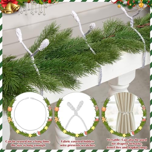 Zhengmy 20 Pcs 25 Inch Extra Long Christmas Garland Ties Christmas Decorative Twist Ties for Banister Reusable Flexible Twist for Holiday Xmas Home Decorations Craft Wrapping (White)