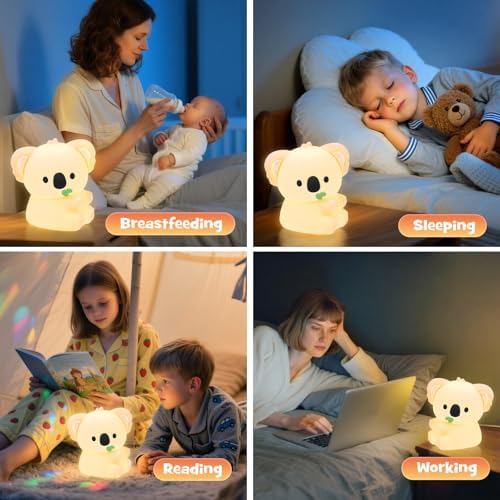 Cute Huggy Koala Night Light RGB Rechargeable for Nursery Bedroom