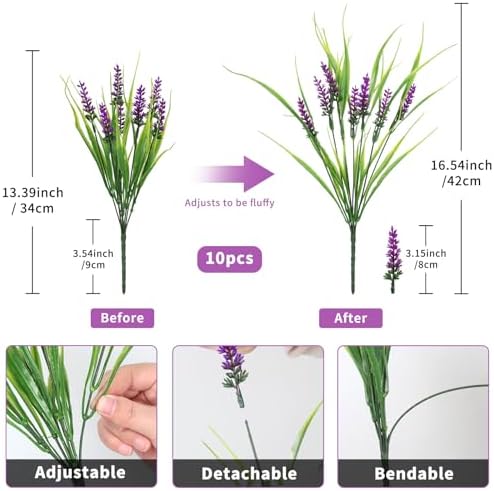 Artificial Flowers for Outdoor Planter Indoor Decor Fake Lavender Flowers