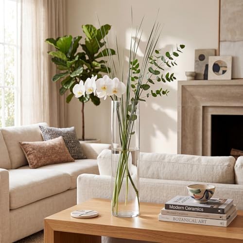 Nuogo 6 Pcs 16" Plastic Clear Cylinder Vase Acrylic Vase for Centerpiece