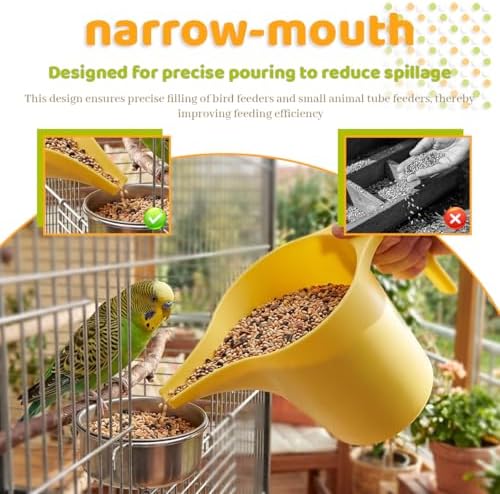 4 Pack Bird Seed Scoop with Spill-Proof Narrow Spout(Grey,Beige)