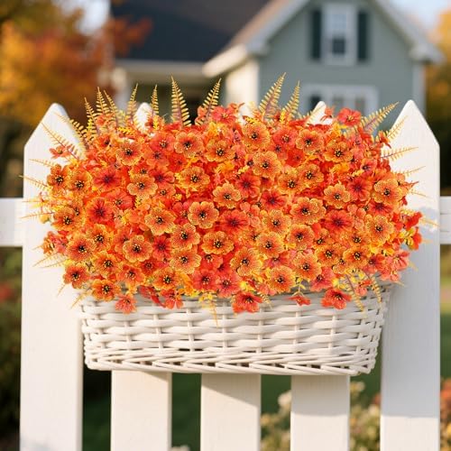 16PCS Artifcial Fall Flowers, Silk Flowers with Eucalyptus & Ferns