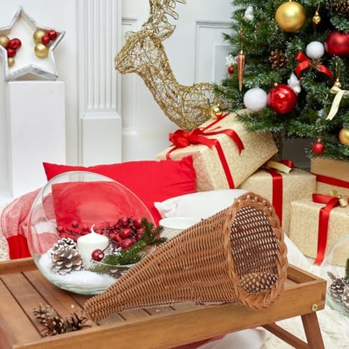 Gadpiparty Large Cornucopia Basket Wicker Grapevine Fall Basket Snack for Thanksgiving Christmas Harvest Table Centerpiece Party Decorations