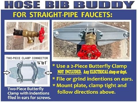 The HOSE BIB BUDDY - Finest Spigot Mounting Plate | The ONLY Slide-in. Patented | No Faucet Removal! | Outdoor Faucet Repair | Made in USA | Thick Aluminum-Magnesium Securing Plate (1 Pack)