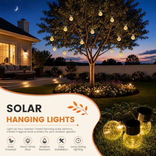 GIGALUMI Solar Lights Outdoor Hanging Lantern Garden Decor for Outside 8 Pc