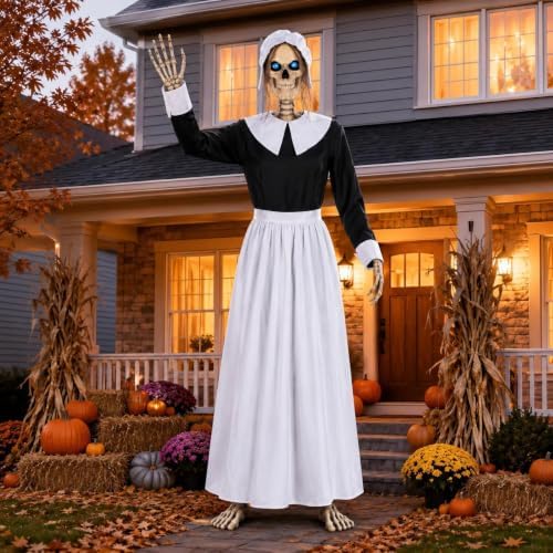 3 Pcs Pilgrim Woman Outfit for 12 Ft Skeleton Thanksgiving Accessories