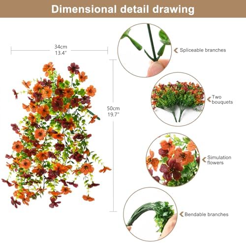 ZFProcess Artificial Fall Fake Flowers for Outdoor Fall Decoration