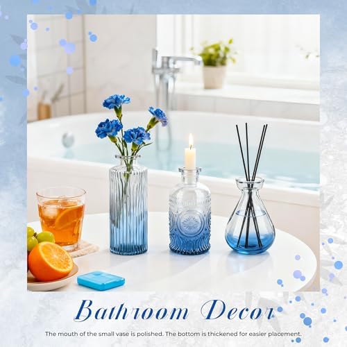 Der Rose 30pcs Glass Bud Vases, Blue Vases for Wedding Home Decorations