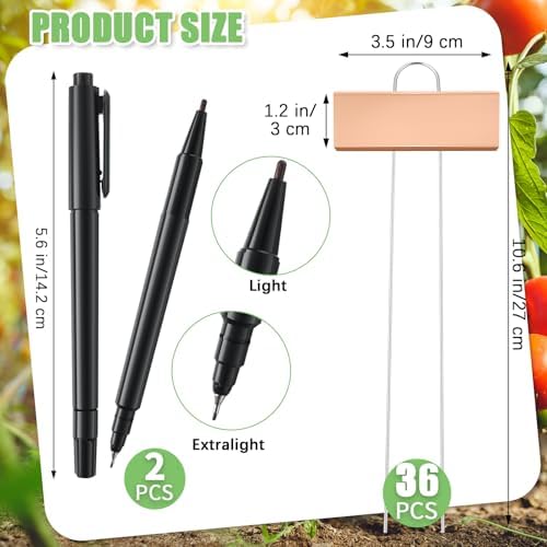 Maitys 38 Pcs Metal Plant Markers Outdoor, Rose Gold Label with Black Ink
