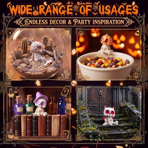 VioraWhite 50 Pcs Halloween Miniatures Figurines Skeleton Mummy Pumpkin