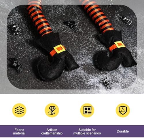 1 PC Halloween Witch's Legs Decoration, Funny Halloween Witch Legs Props, 40cm x 20cm Fancy Outdoor Novelty Hanging Festive Decor, Universal for Most Cars, Trucks, SUVs (Orange)