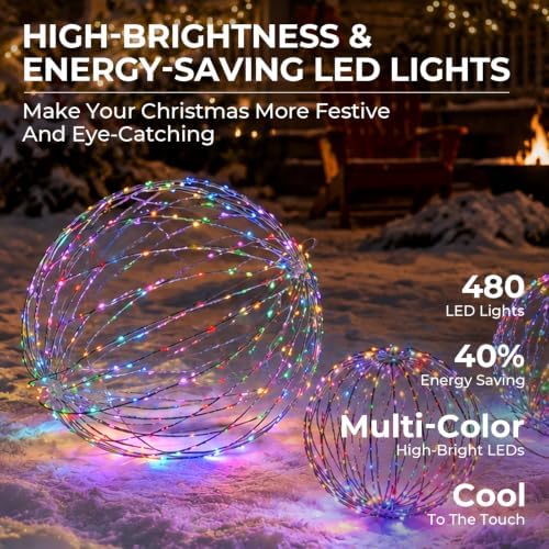 19''+16''+12'' RGB LED Large Christmas Lighted Balls Folding