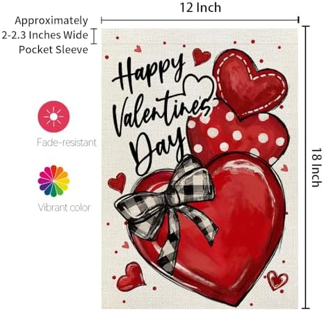 CROWNED BEAUTY Valentines Day Hearts Garden Flag for Outside 12x18