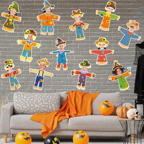 Pajean 60 Pcs Scarecrow Bulletin Board Decor Thanksgiving Scarecrow Cutouts