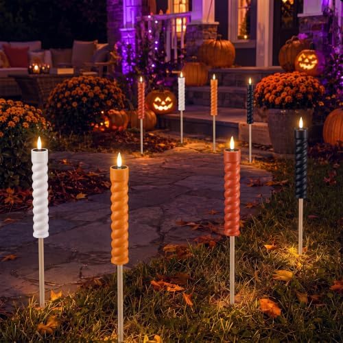 Woanger 8 Pcs Halloween Solar Lights Outdoor, Waterproof LED Pathway Decor