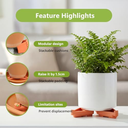 Li&Zhao 20pcs Pot Feet with 5pcs Fertilizer Cages, Plant Stand Risers for Indoor Outdoor Planters, Ceramic Pot Feet and Plant Stand Support for Gardening, Durable Pot Feet for Outdoor Planters(Brown)