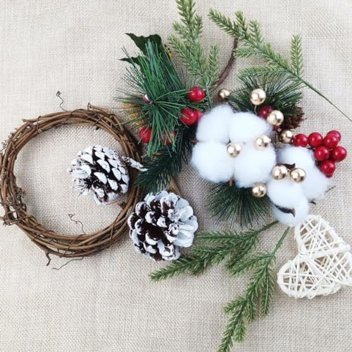 TIHOOD 62PCS Artificial Pine Needles Branches Garland-6.7x2.0 Inch Green Plants Pine Needles,Fake Greenery Pine Picks for DIY Garland Wreath Christmas Embellishing and Home Garden Decoration