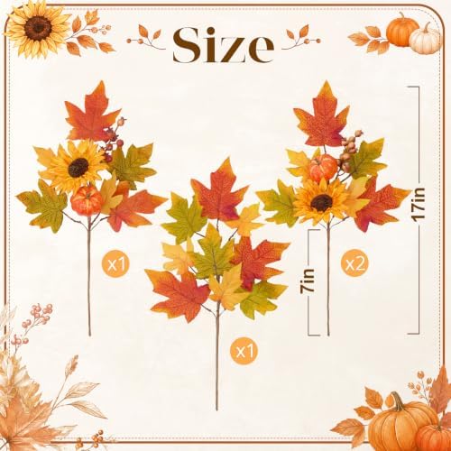 Fall Flowers Artificial for Decorations, Sunflower Pumpkin Faux Flowers