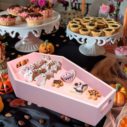 Pink Halloween Decor - Goth Gothic Girly Coffin Charcuterie Board Tray
