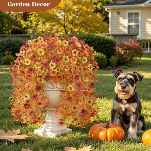 Alupssuc 4 PCS Fall Hanging Flowers Artificial for Outdoor Indoor Decor
