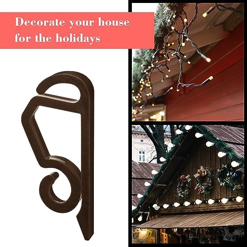 Marsui 240 Pieces Christmas Light Clips Outdoor Gutter Hooks,Coffee