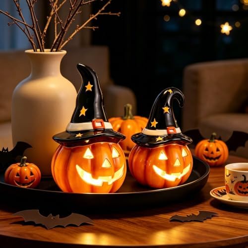 WDS WONDROUS Halloween Pumpkin Lights Decorations for Fall Home Table Decor