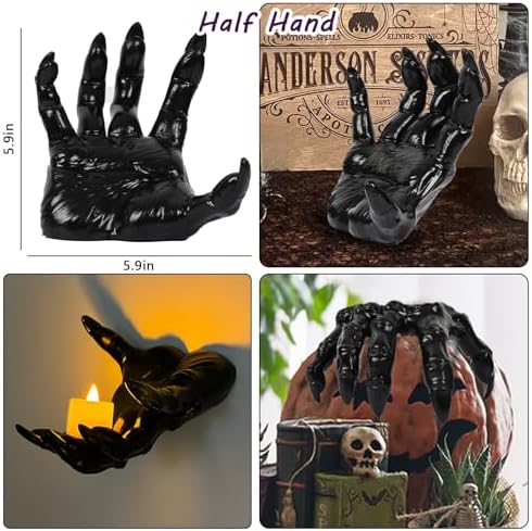 Halloween Decorations Indoor Outdoor 3 Pack Wall Mount Creepy Hands&Candles