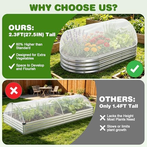 2 Pack Taller Garden Netting for 4x2FT Raised Beds with 10 Secured Clips