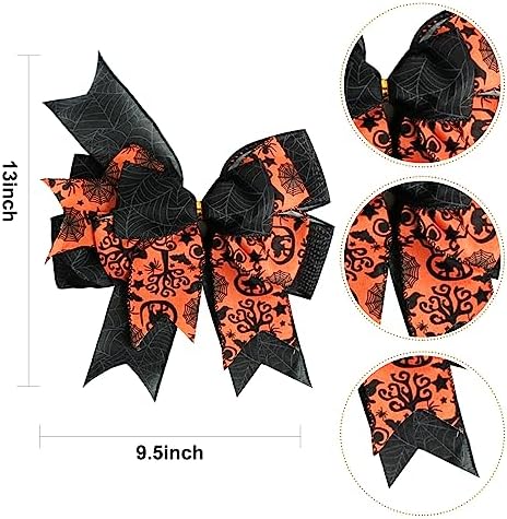 SIMISI RIBBON Halloween Bows for Wreaths Already Made Burlap Bow for Tree Topper, Halloween Decorations (9.5 x 13 inch)